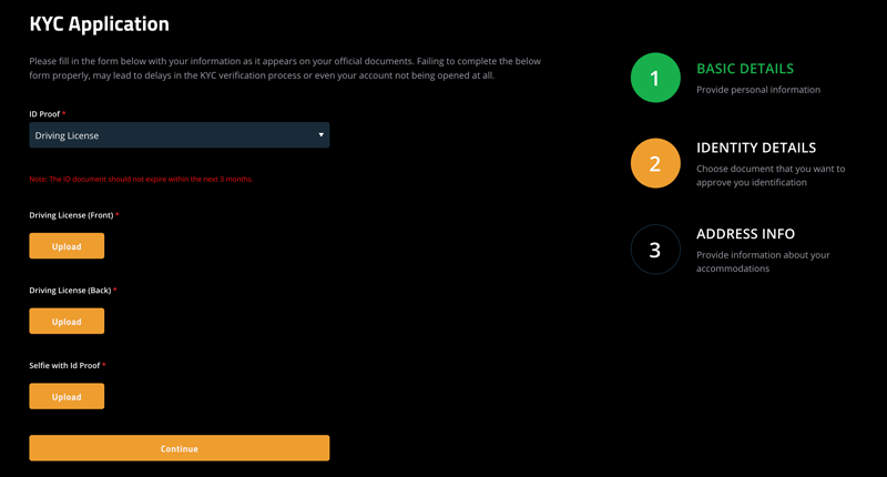 Spectre.ai（スペクター）KYC画面